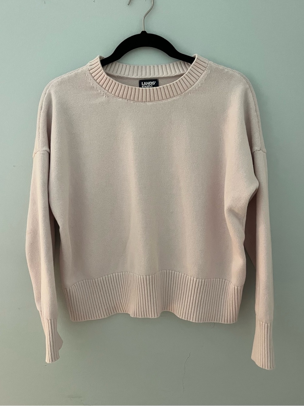 Lands' End Women's Crewneck Sweater in Pale Blush